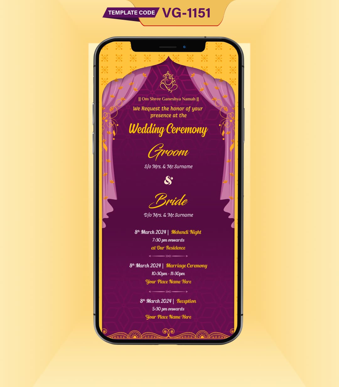 Hindu Traditional Wedding Invitation Card