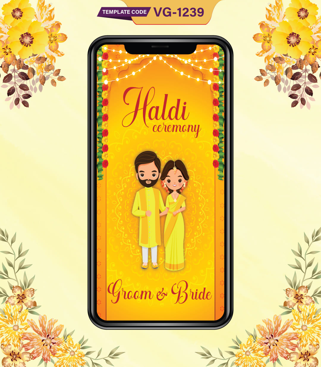 Cartoon Haldi Ceremony Invitation Card - Haldi Ceremony Invitation eCard