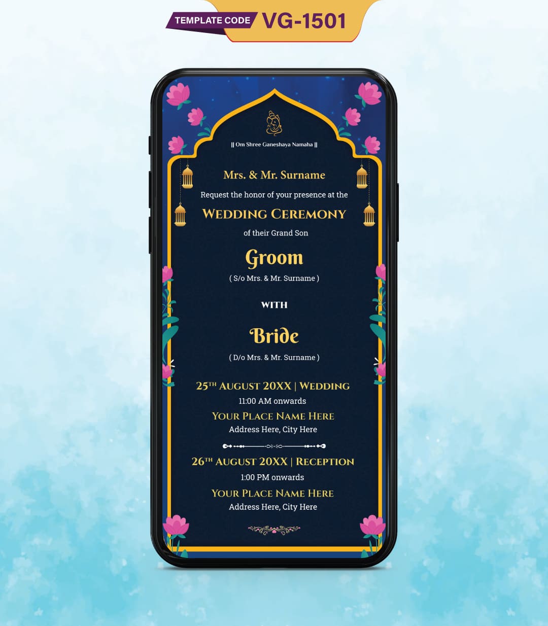 Cartoon Indian Wedding Invitation Card