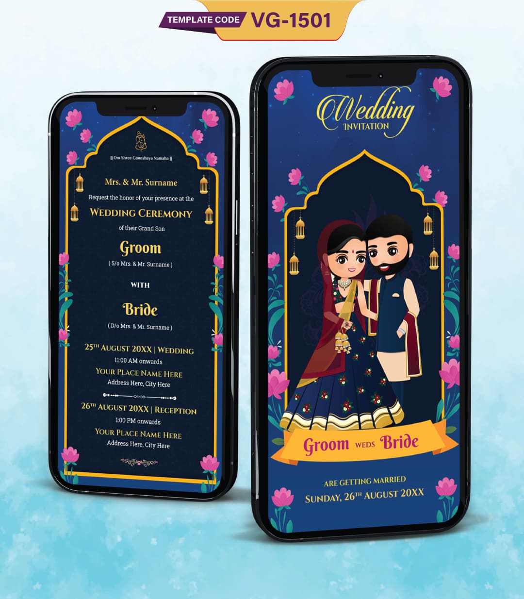 Cartoon Indian Wedding Invitation Card
