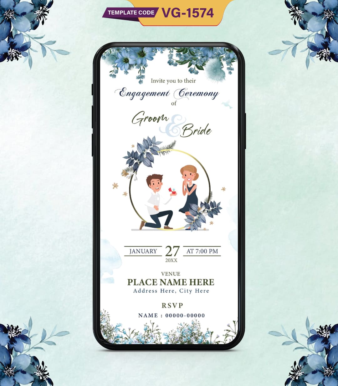 Couple Theme Engagement Invitation Card
