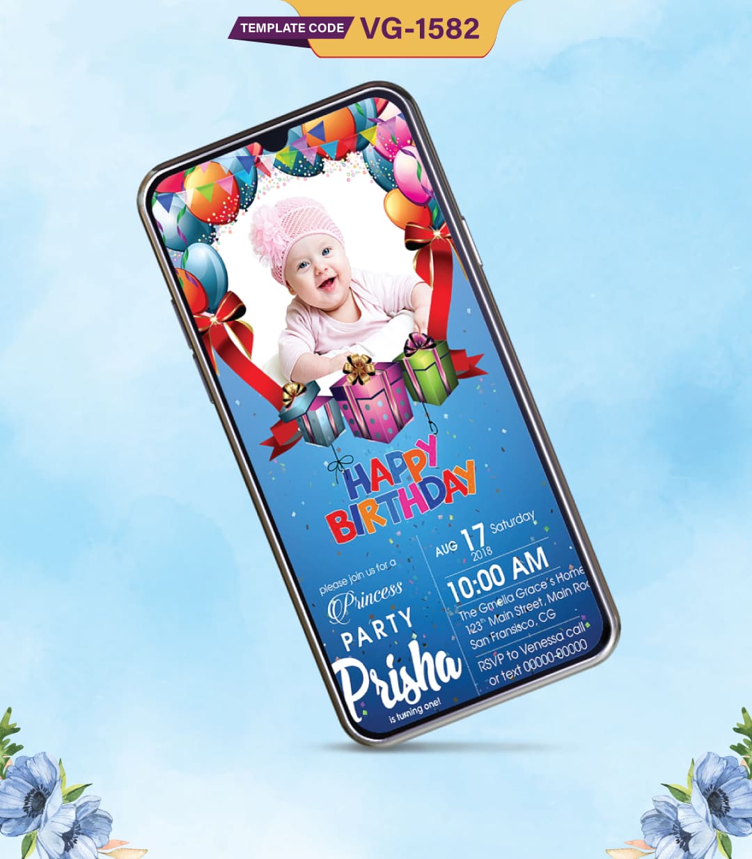 Digital Birthday Party Invitation Card