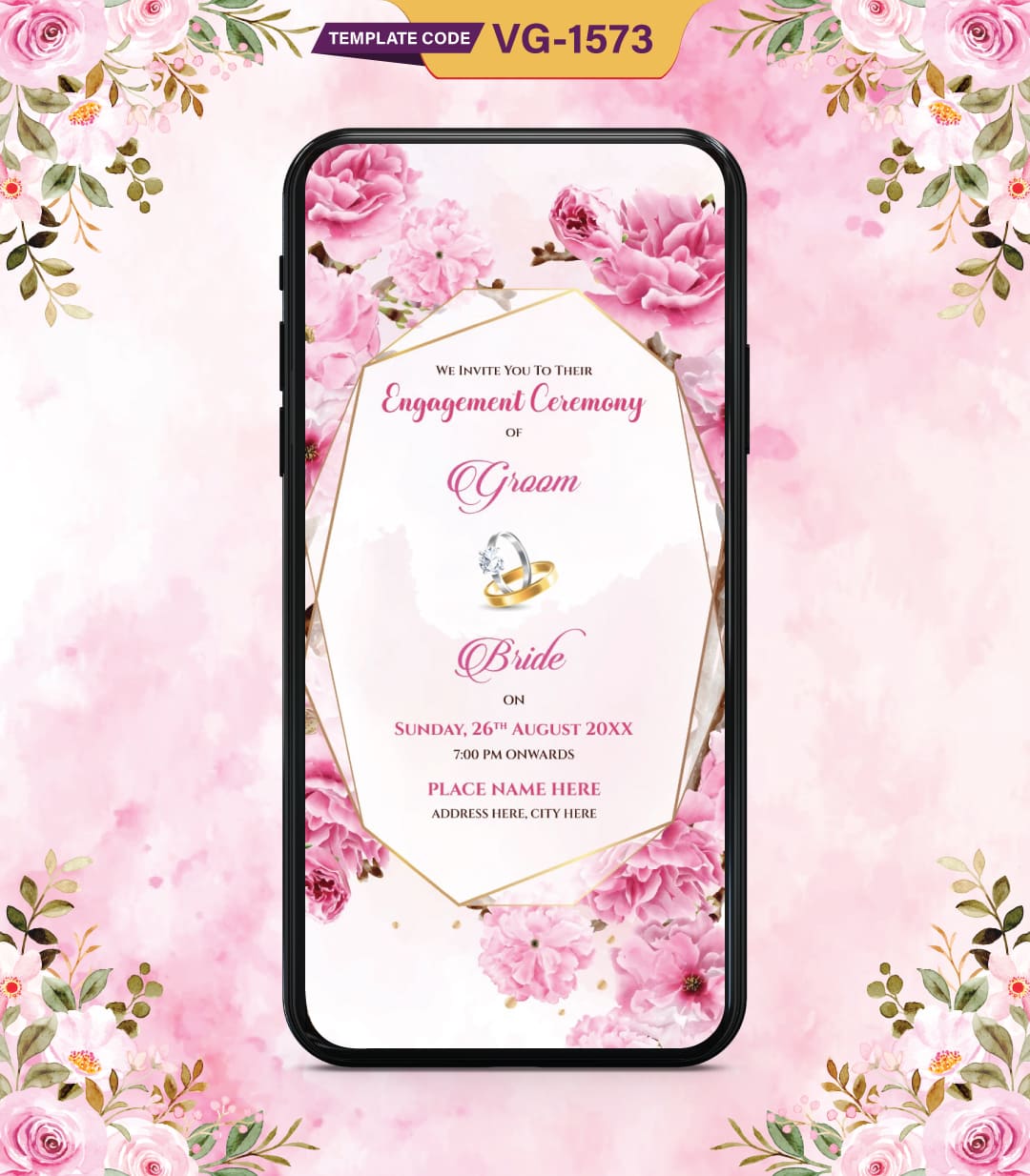 Floral Engagement Invitation Card