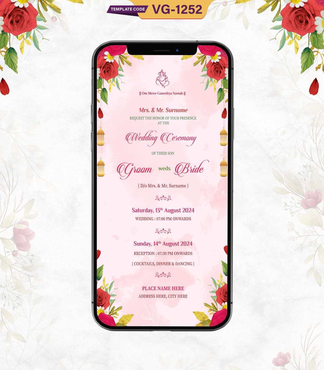 Floral Wedding Save The Date Wedding Invitation Card
