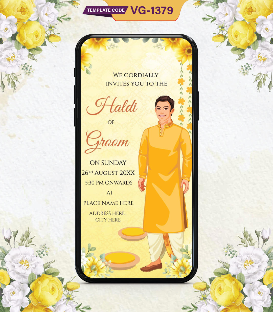 Groom Haldi Invitation Card