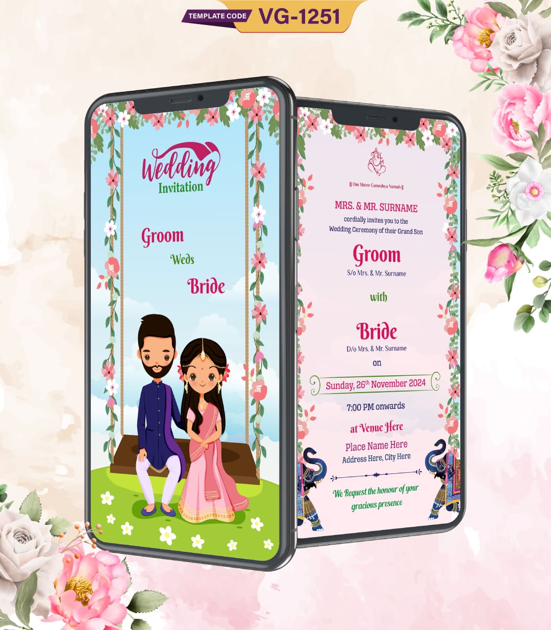 Indian Couple Wedding Invitation Card