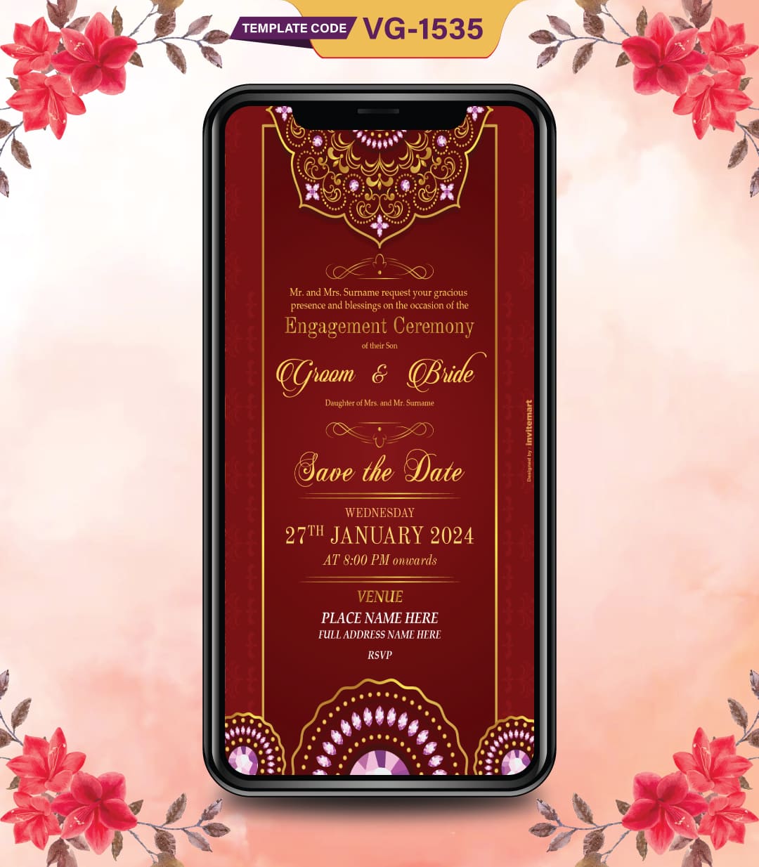 Indian Engagement Ceremony Invitation Card