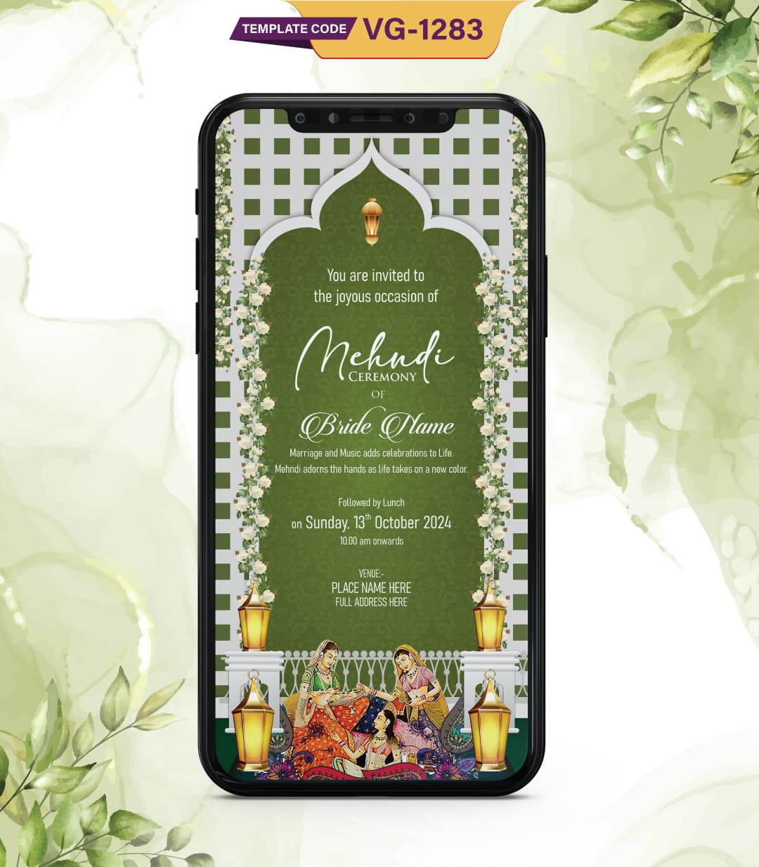 Mehndi Ceremony Invitation Templates - Custom Mehndi Invitation Card