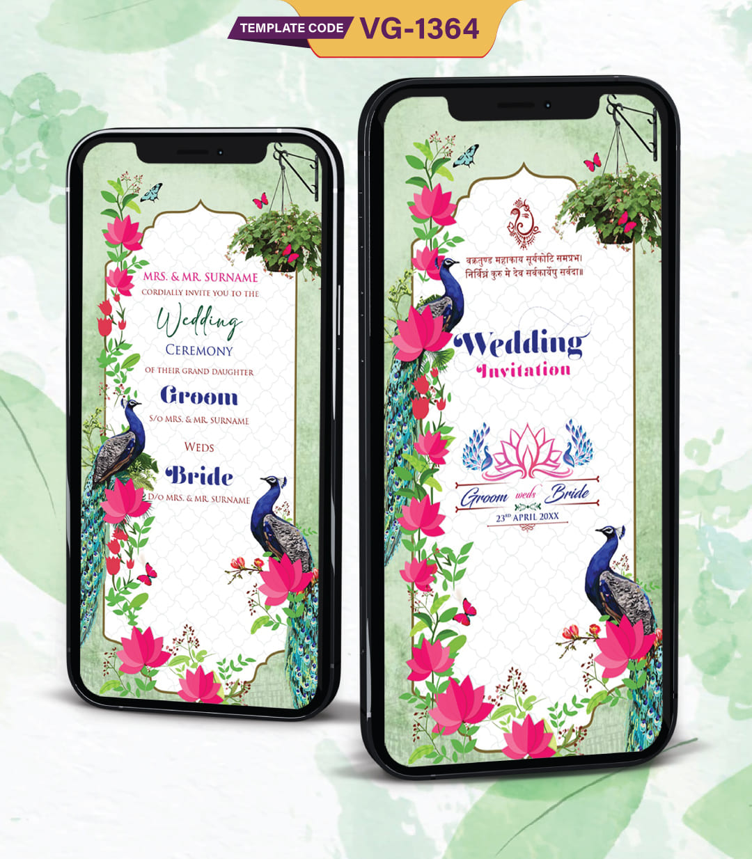 Peacock Theme Wedding Card Design
