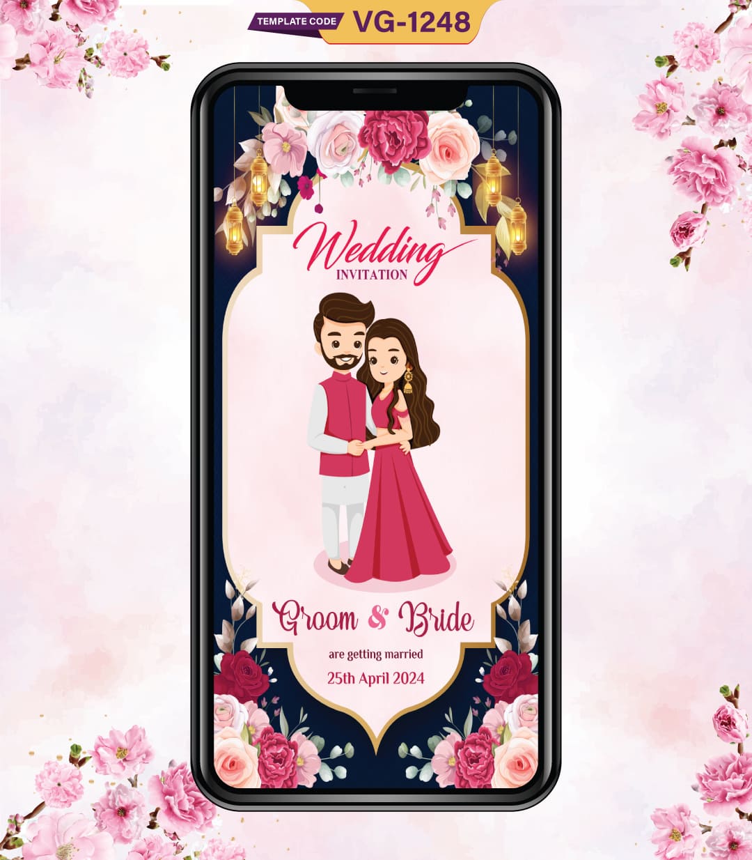 Rose Flower Wedding Invitation Card