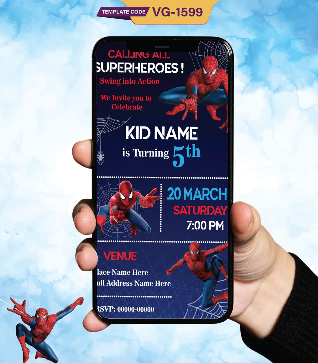 Spiderman Theme Birthday Invitation Card