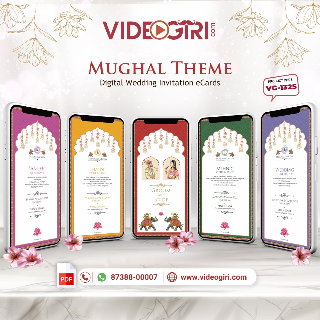 Mughal Theme Wedding Invitation Pdf Card