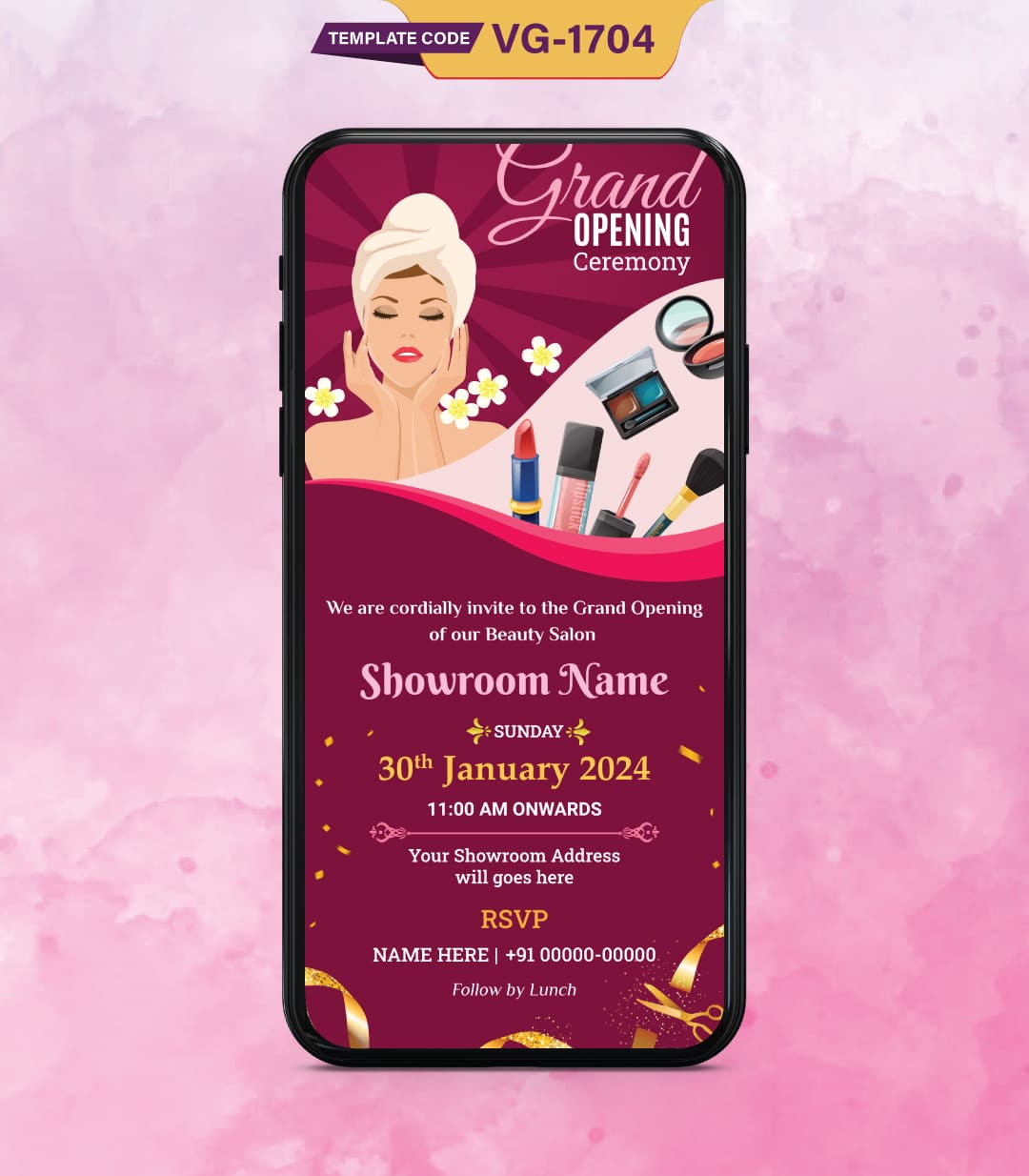 Beauty Salon Grand Opening Invitation Card