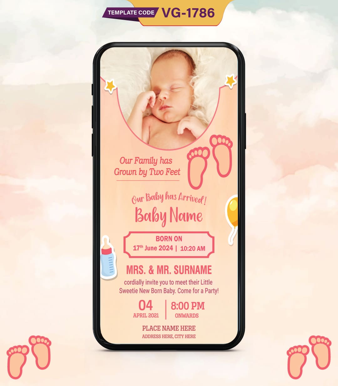 Custom Baby Birth Announcement Invitation Card