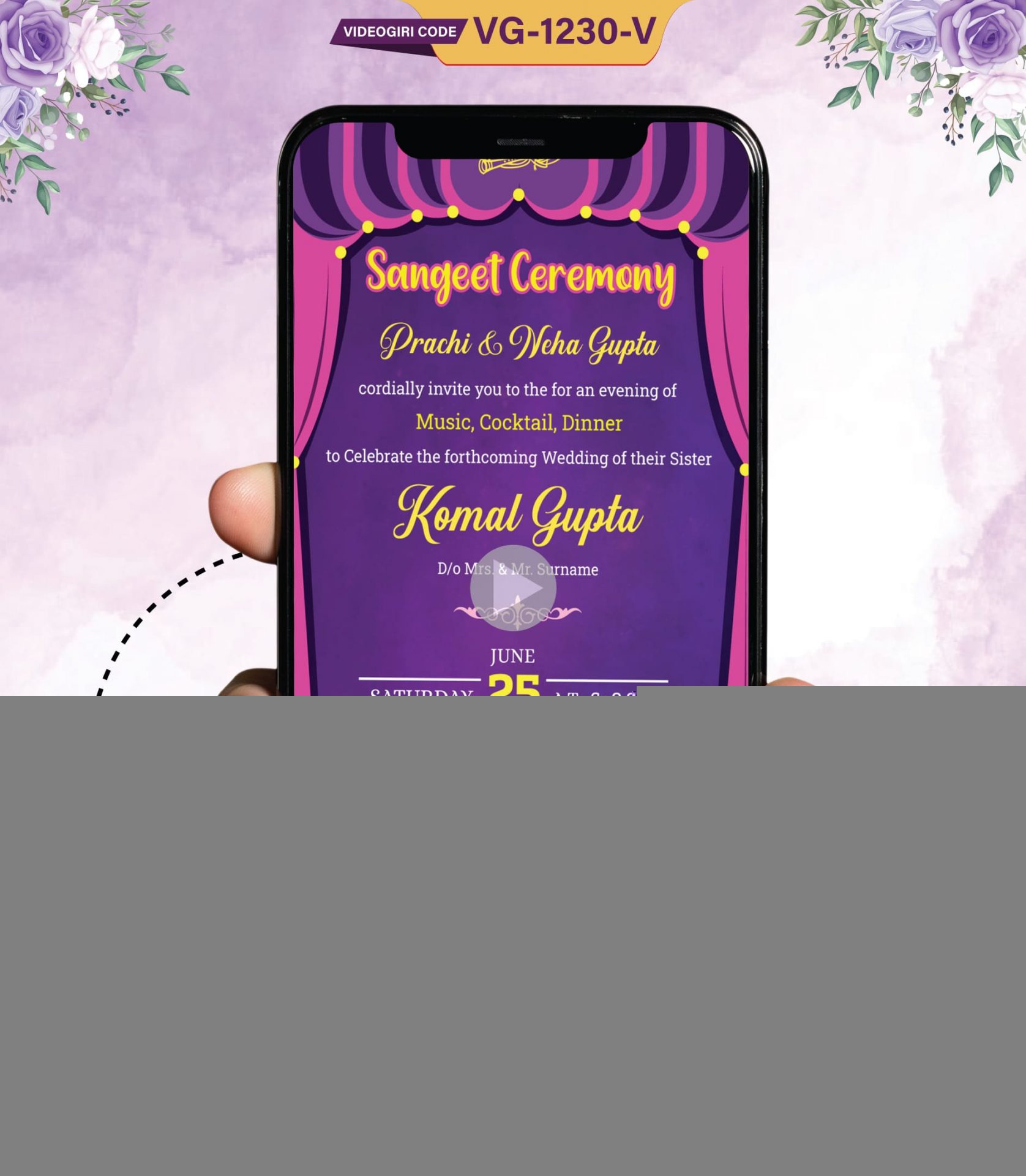 Custom Sangeet Ceremony Invitation Video