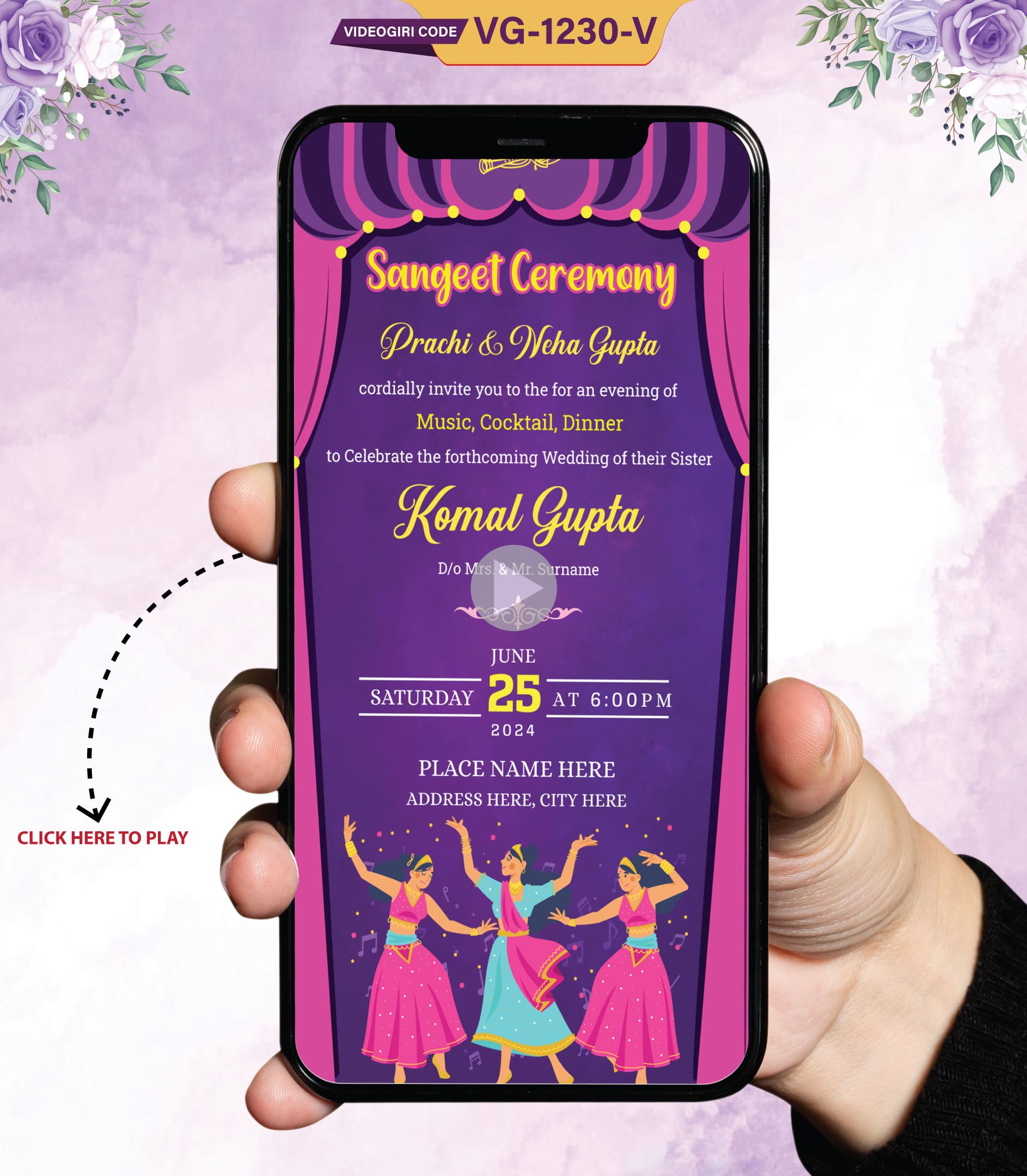 Custom Sangeet Ceremony Invitation Video