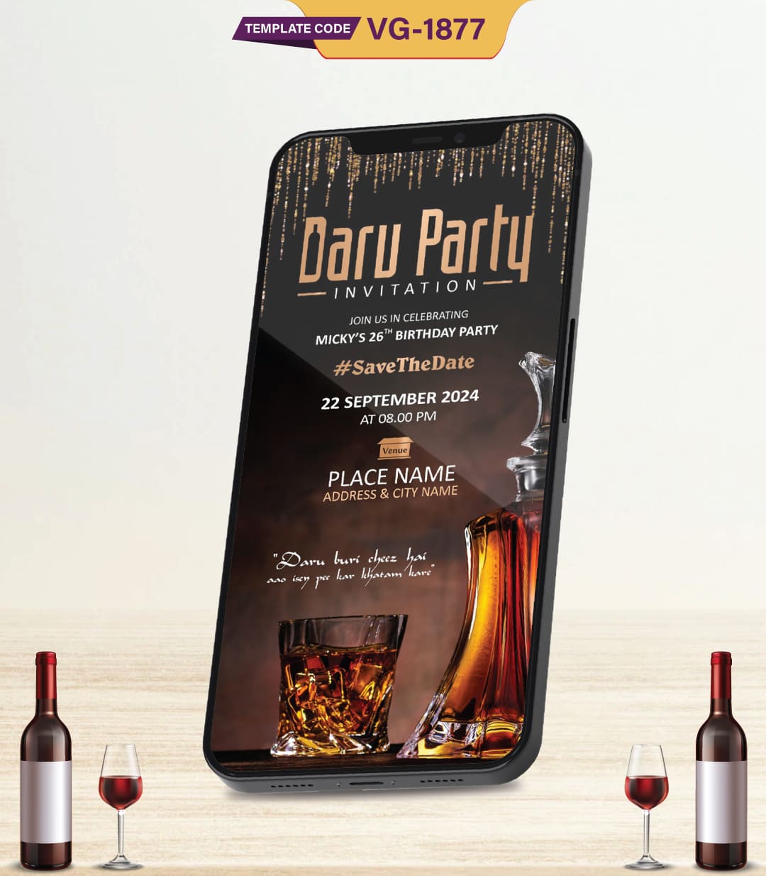 Daru Party Invitation Card