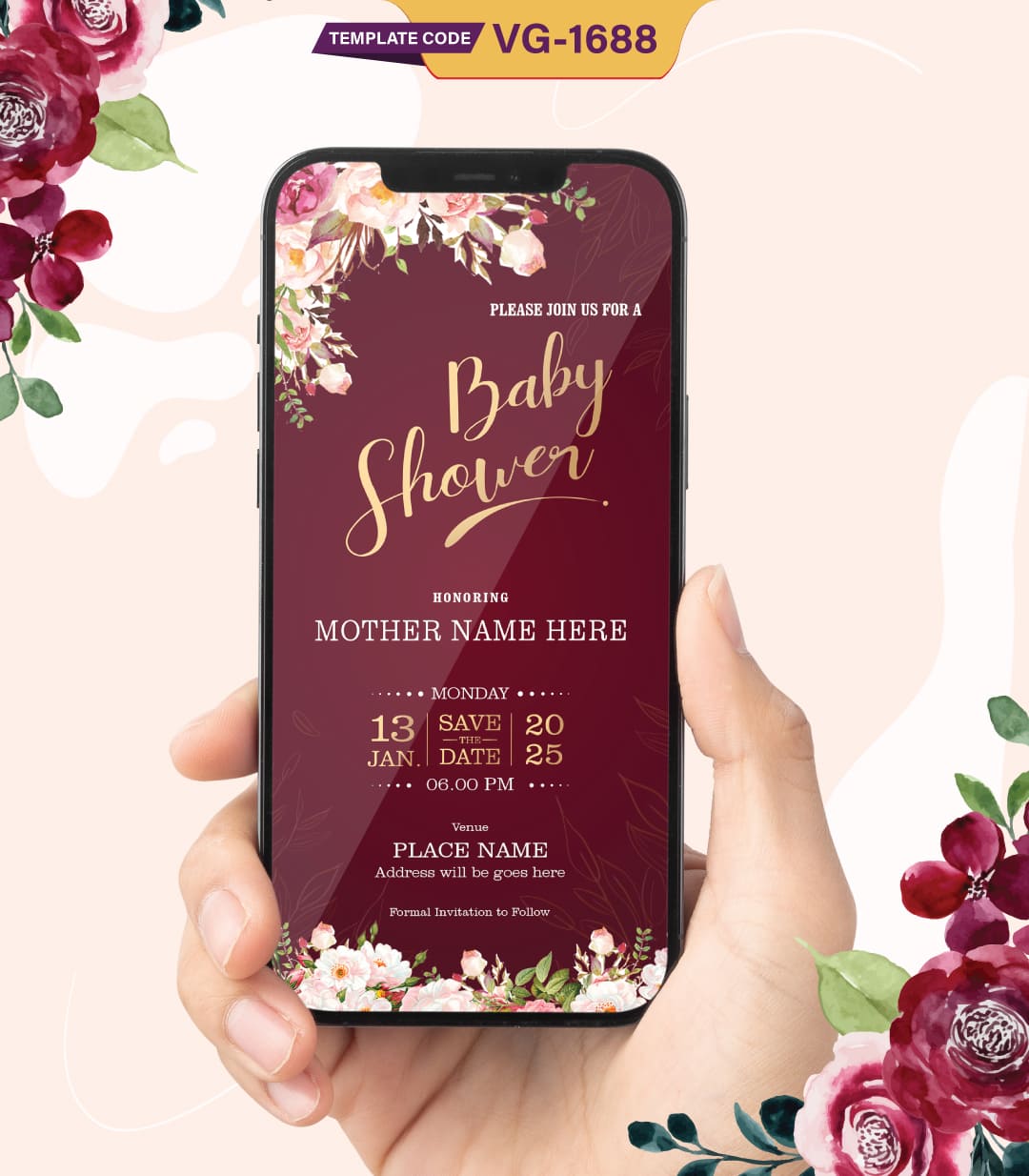 Floral Baby Shower Invitation Card