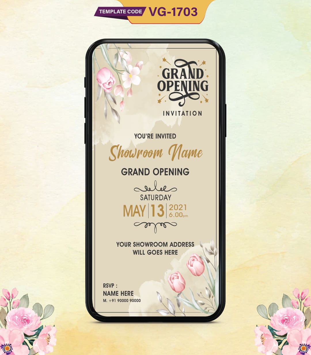 Floral Grand Opening Invitation Card
