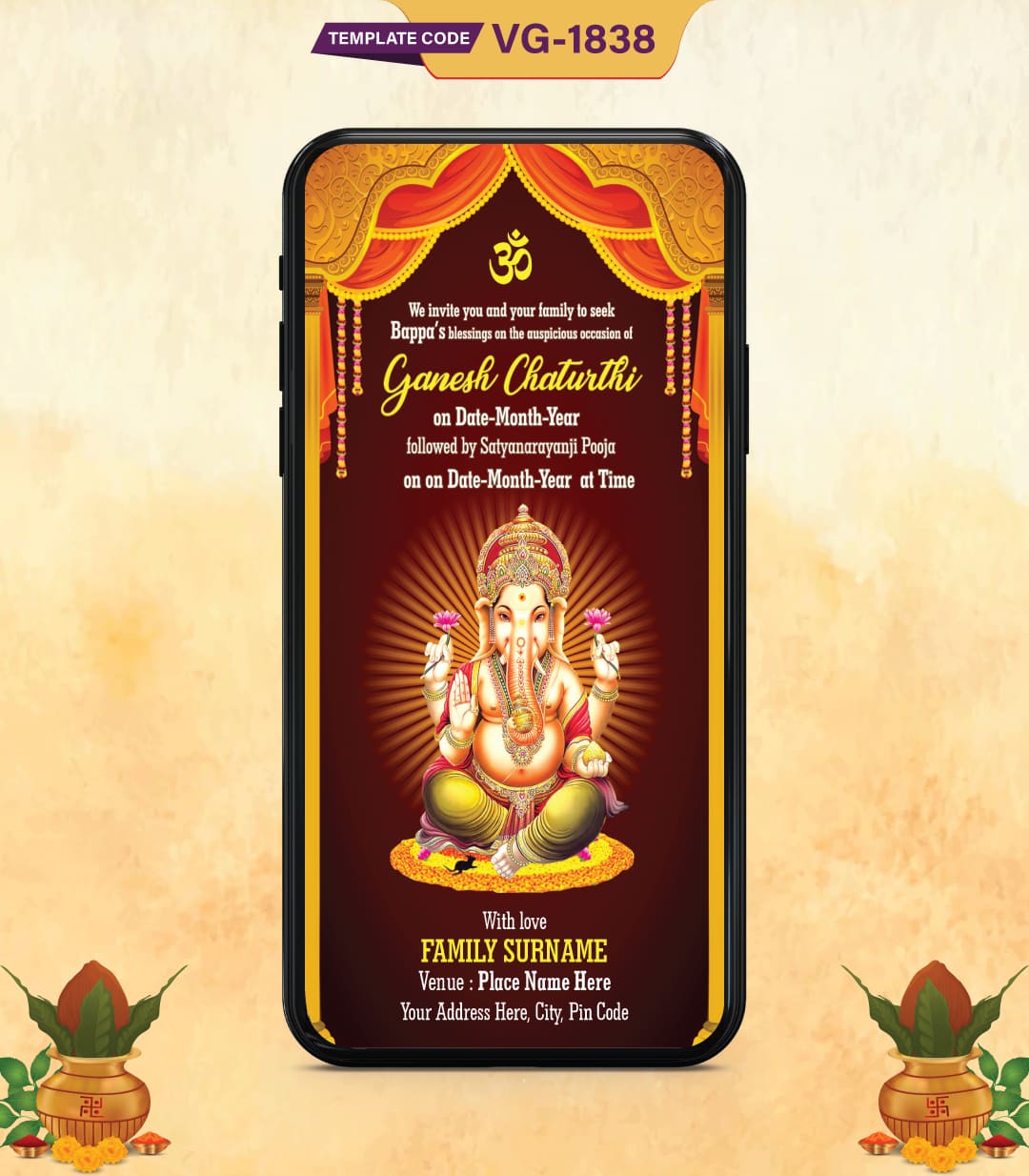 Ganesh Chaturthi Invitation Card - Best Ganpati Pooja Invite Card