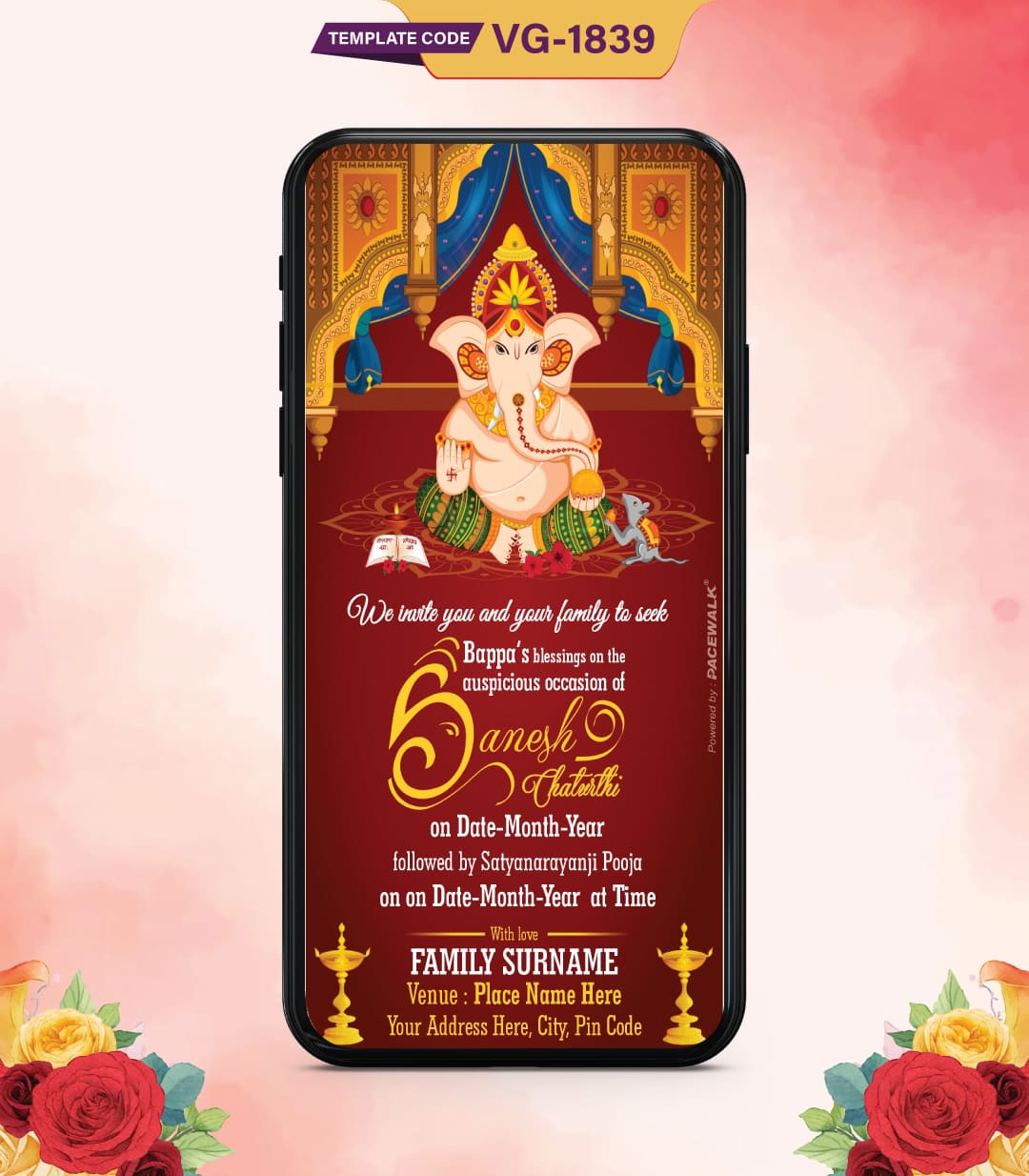 Ganpati Invitation - Custom Ganesh Chaturthi Invitation Card
