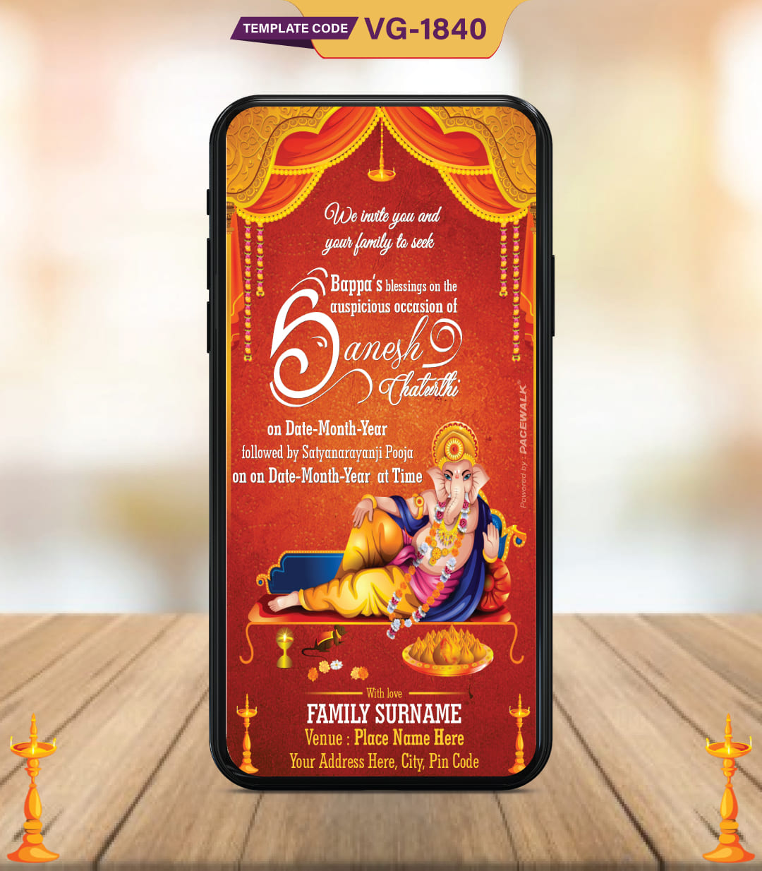 Ganpati Invitation Card - Custom Ganesh Chaturthi Invitation Card