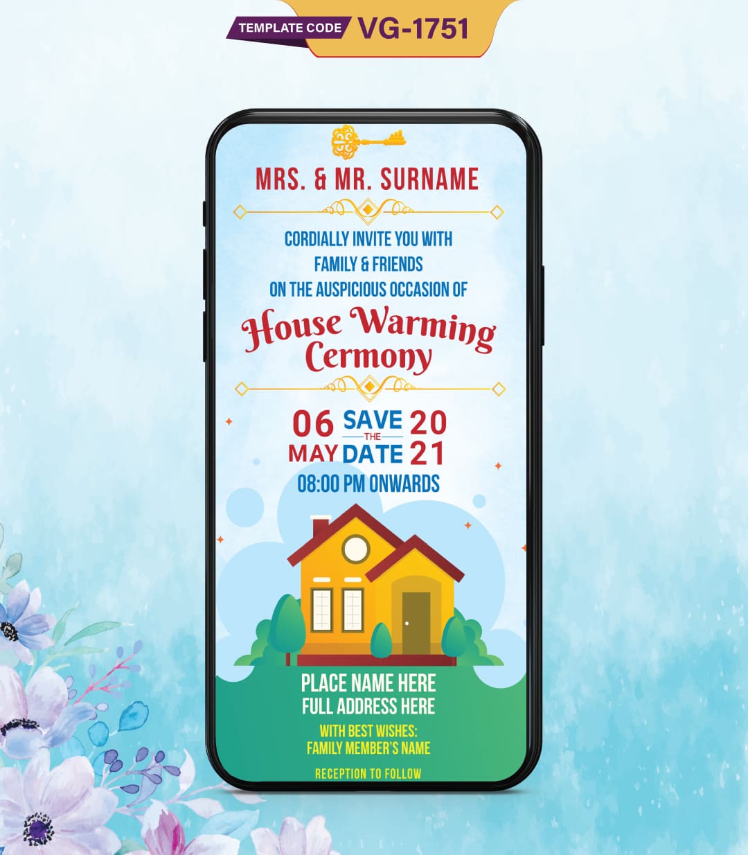 House Warming Ceremony Invitation Card - Housewarming Invite Card