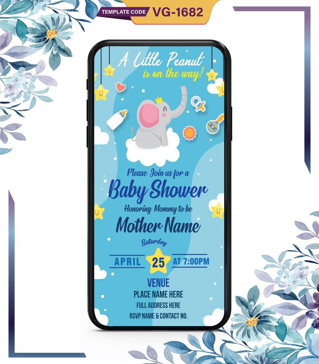 Little Peanut Baby Shower Invitation Card