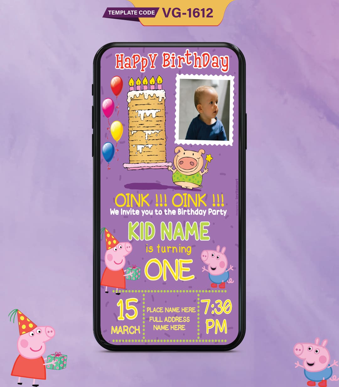 Little Piggy Birthday Party Invitation Card