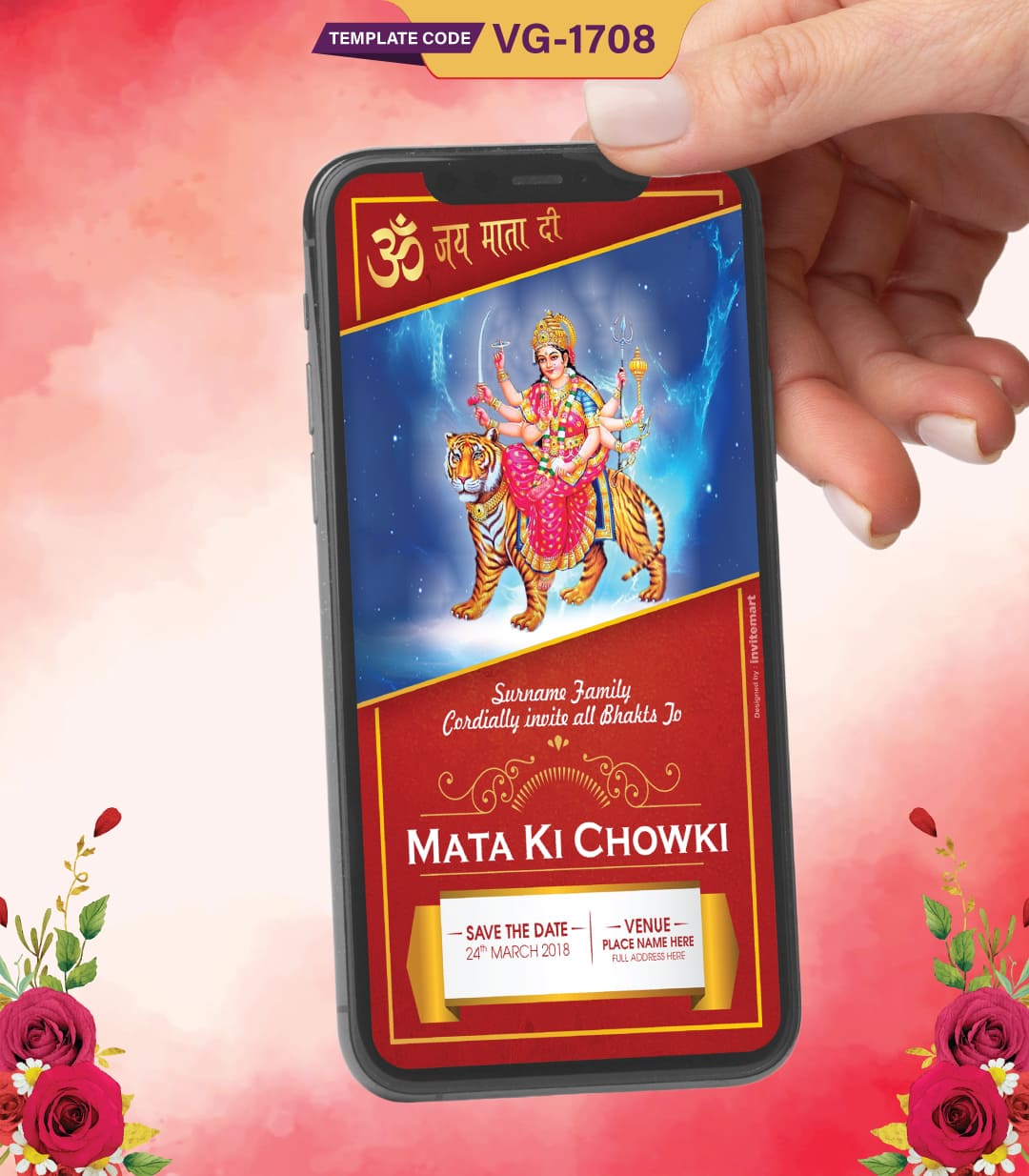 Mata Ki Chowki Invitation Card For Whatsapp