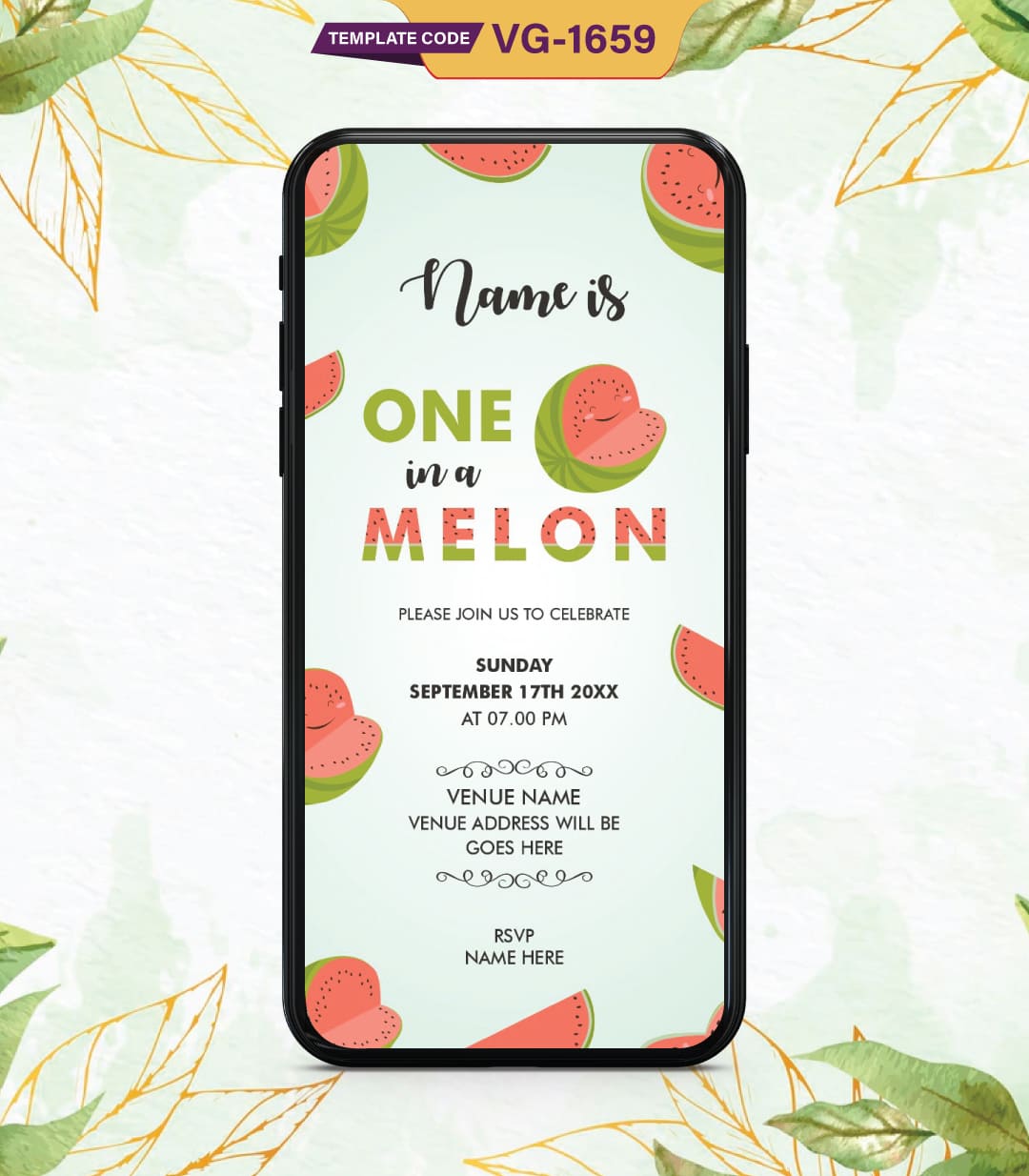 One In A Melon Birthday Invitation Card