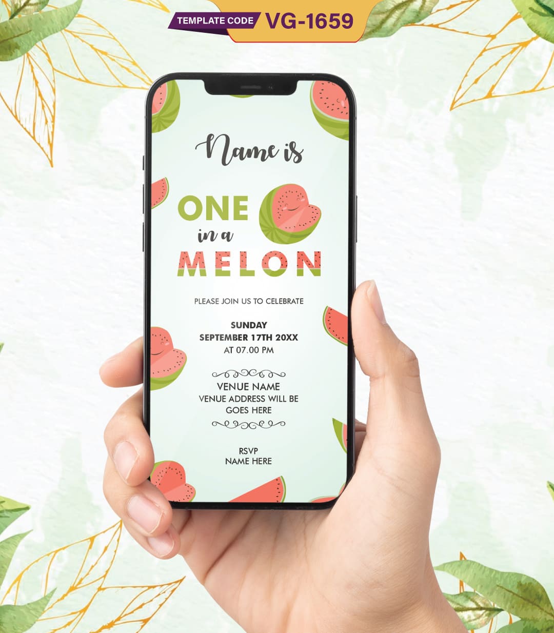 One In A Melon Birthday Invitation Card