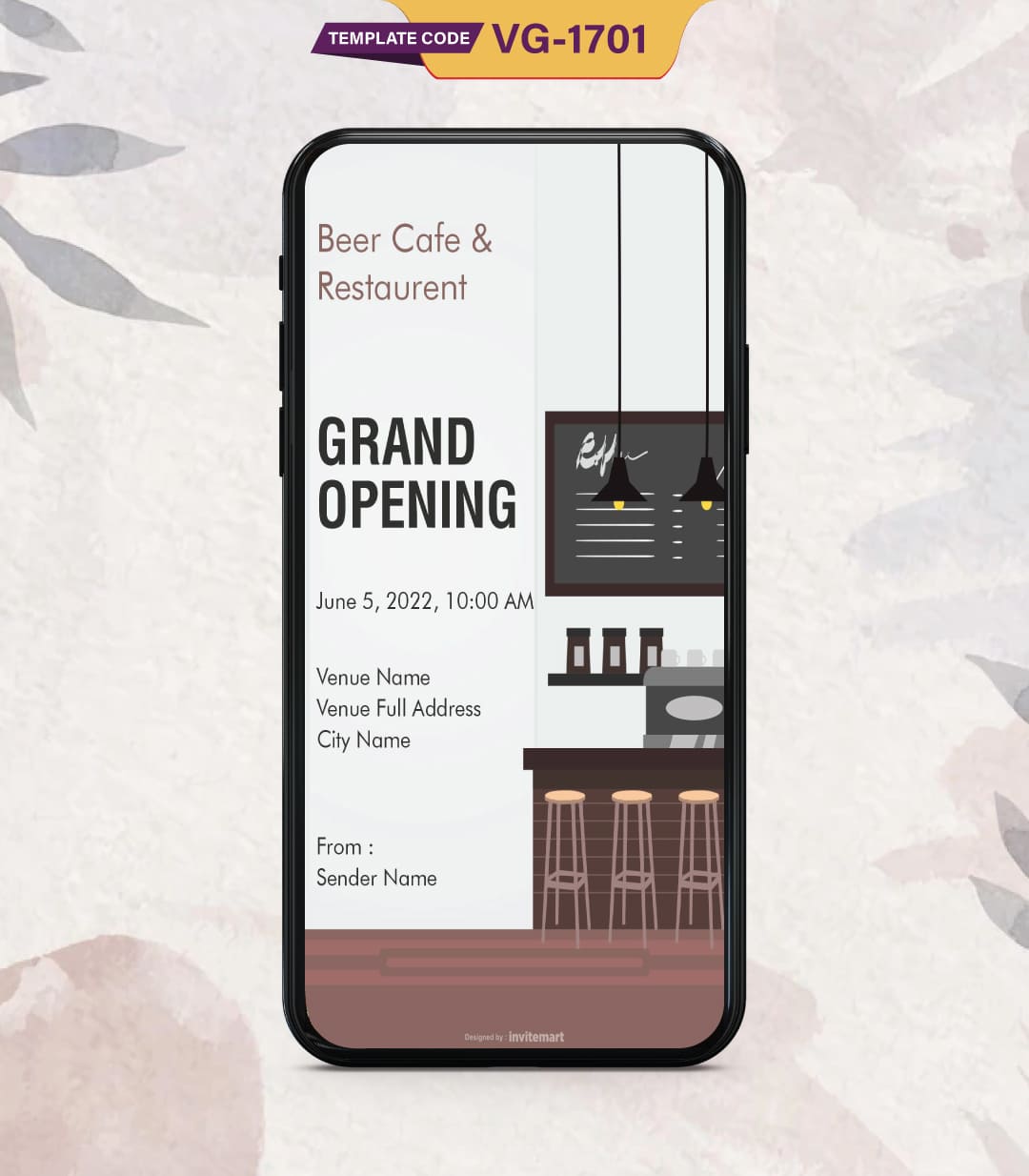 Restaurant And Cafe Grand Opening Invitation Card