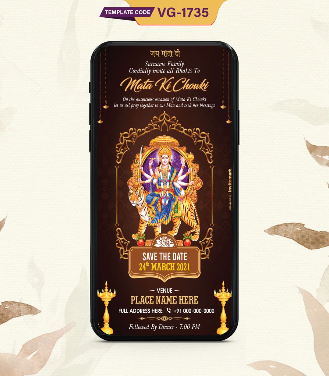 Save The Date Mata Ki Chowki Card