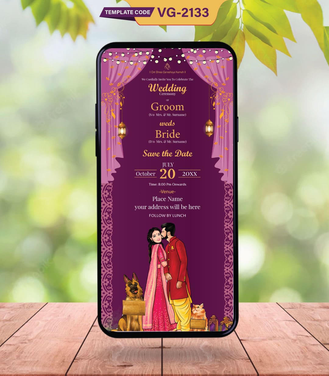 Caricature Save The Date Wedding Invite Card