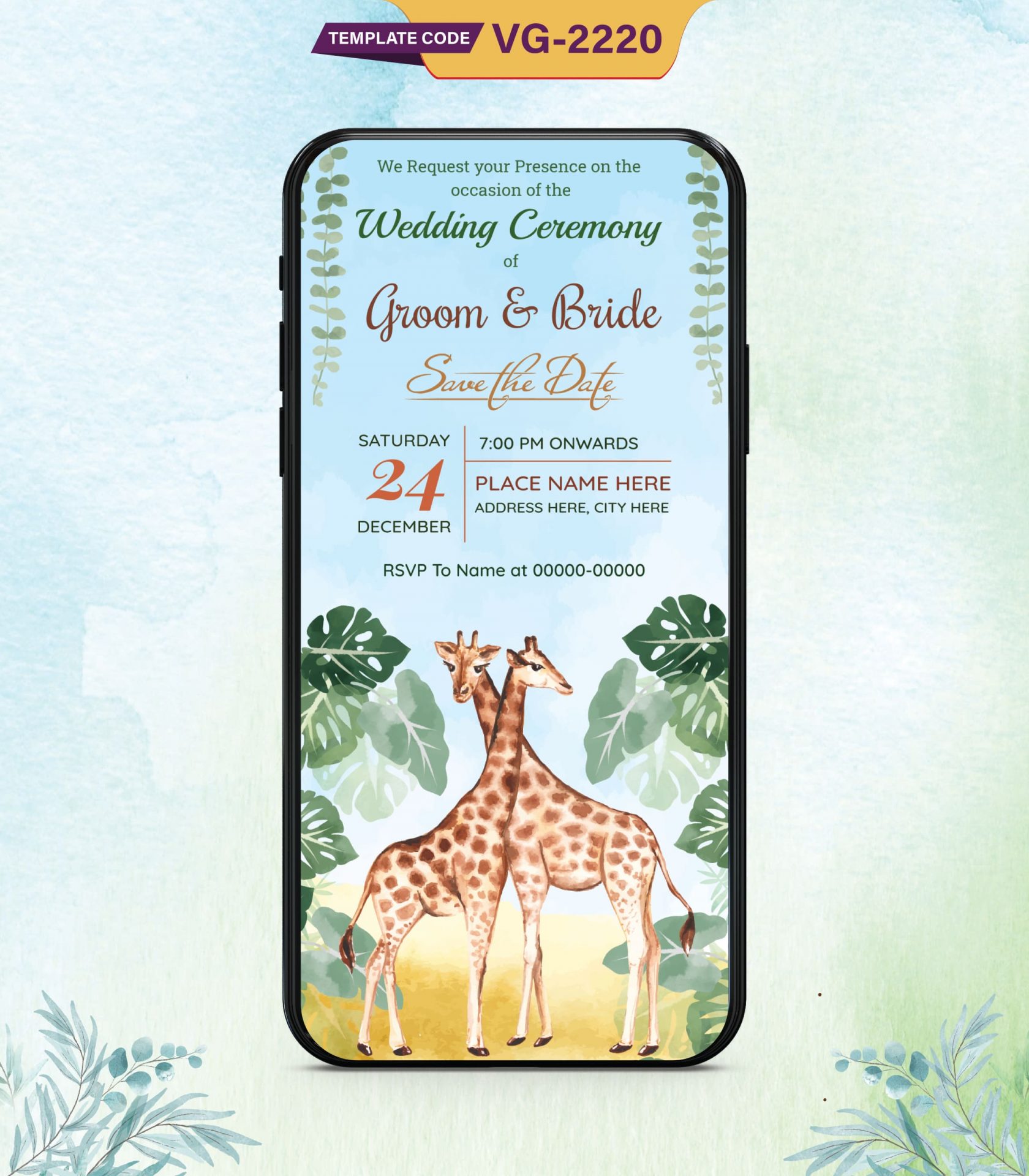 Giraffe Wedding Invitation
