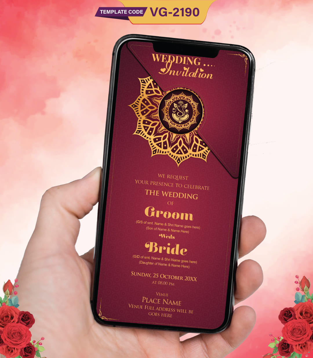 Mandala Theme Wedding Card