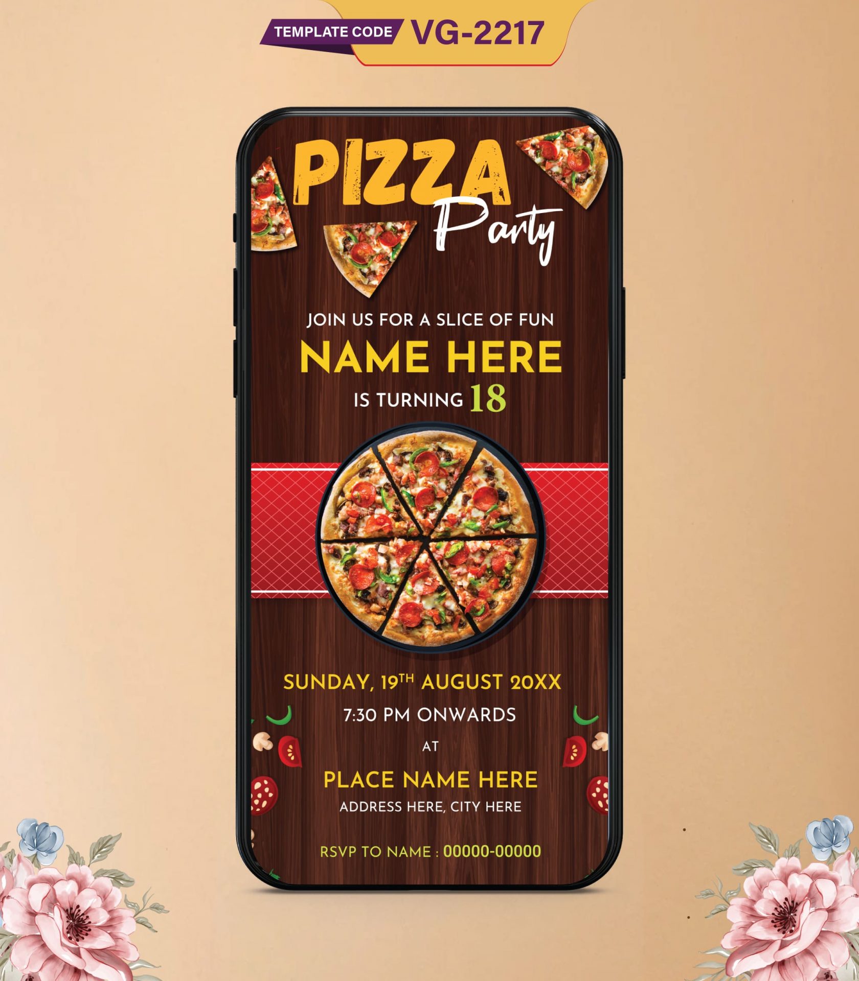 Pizza Party Birthday Party Invitations