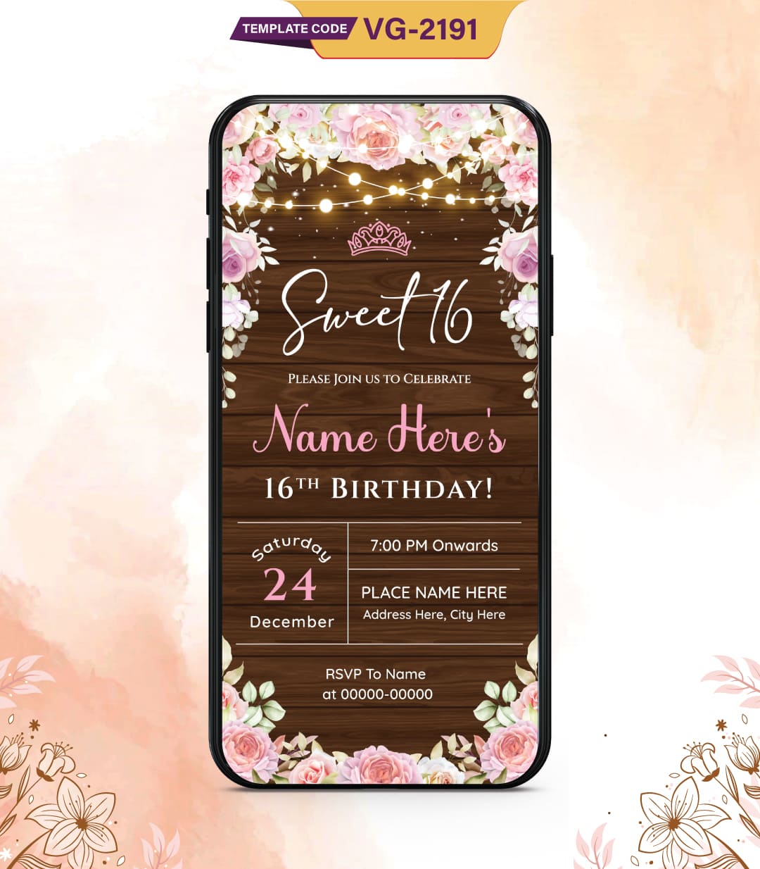 Sweet 16 Birthday Invitation Card