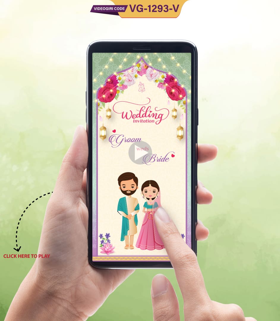 Floral Cartoon Wedding Invitation Video