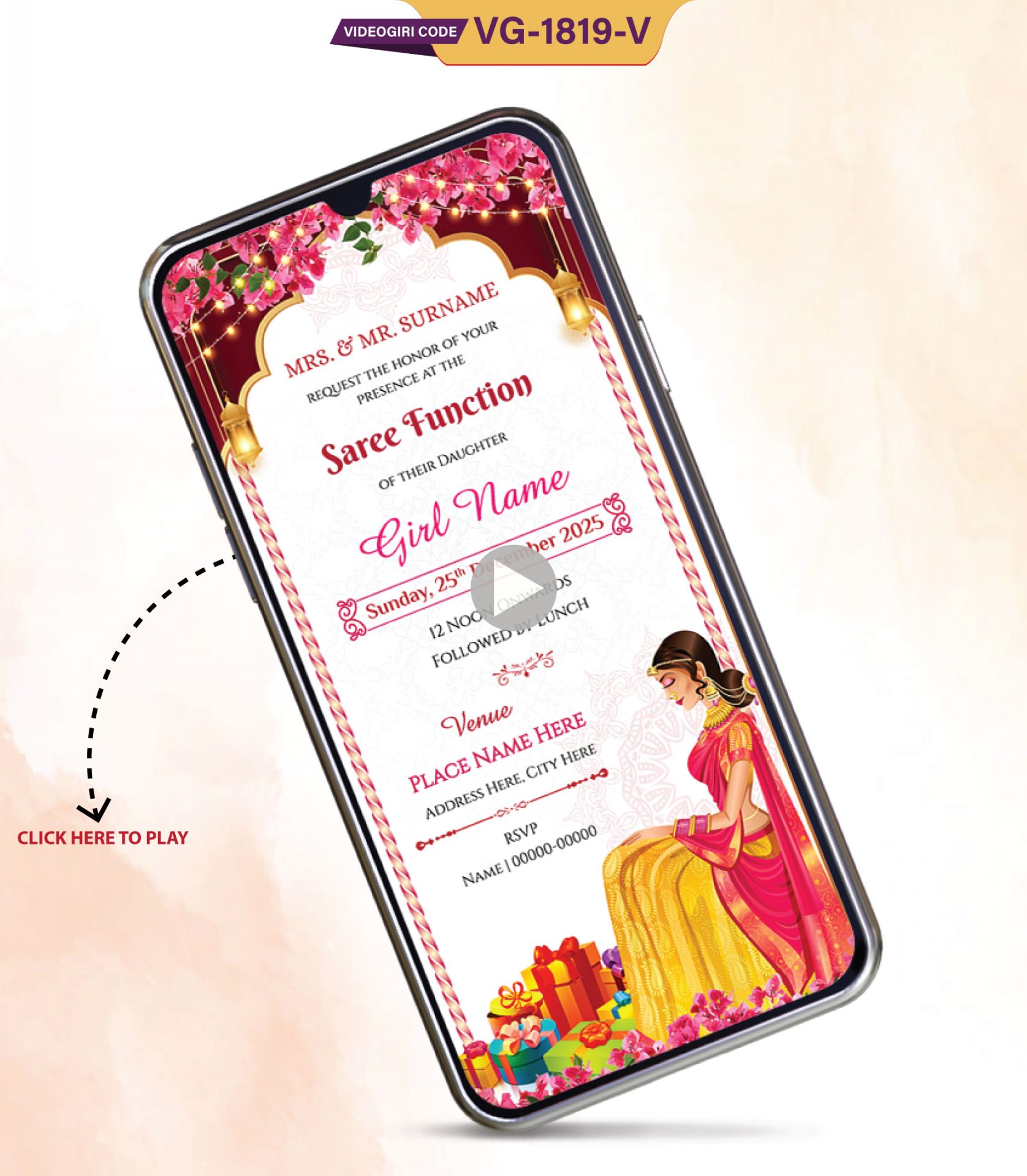 Half Saree Function Invitation Card Video - Saree Function Invite
