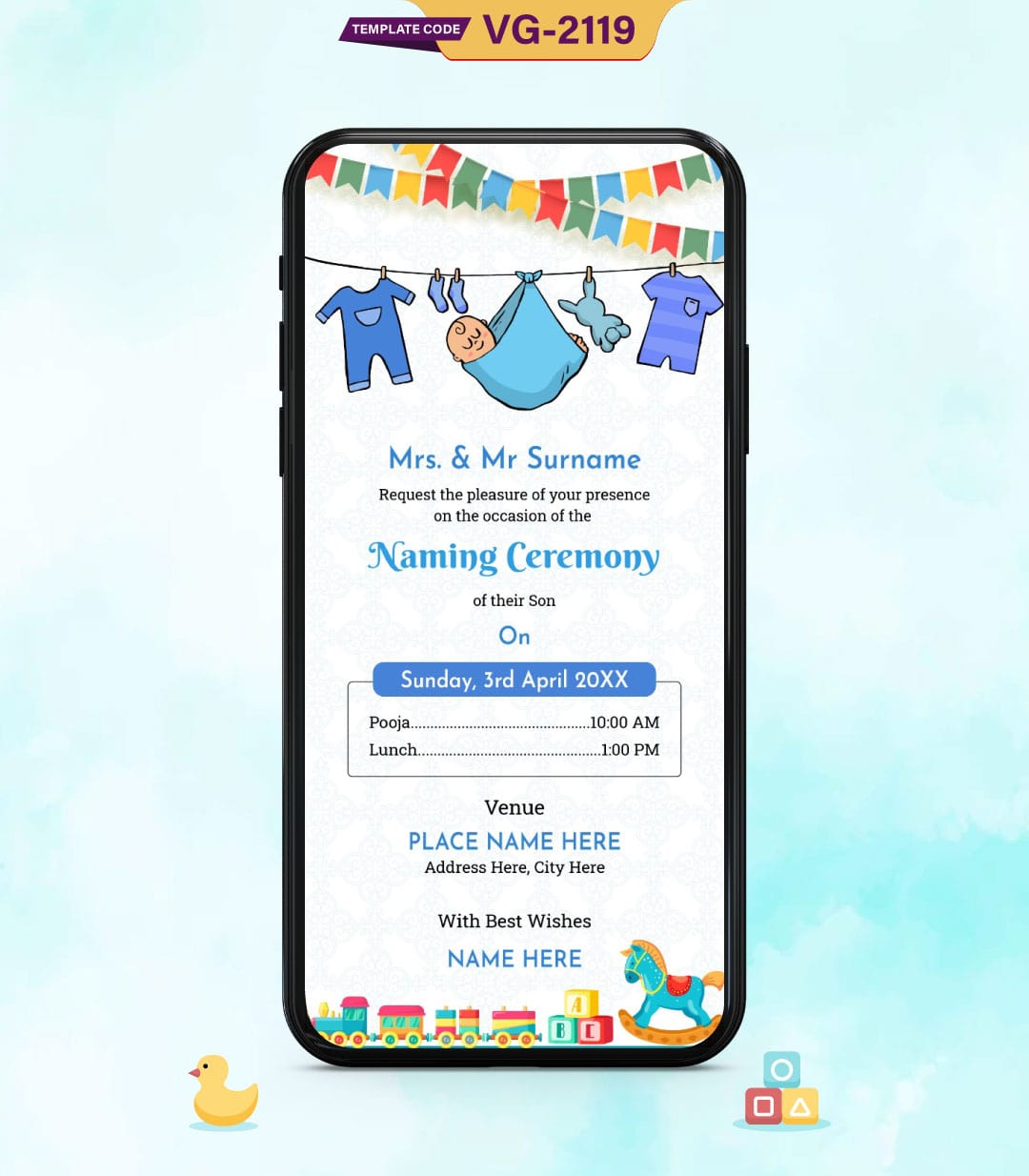 Baby Naming Ceremony Invitation Card