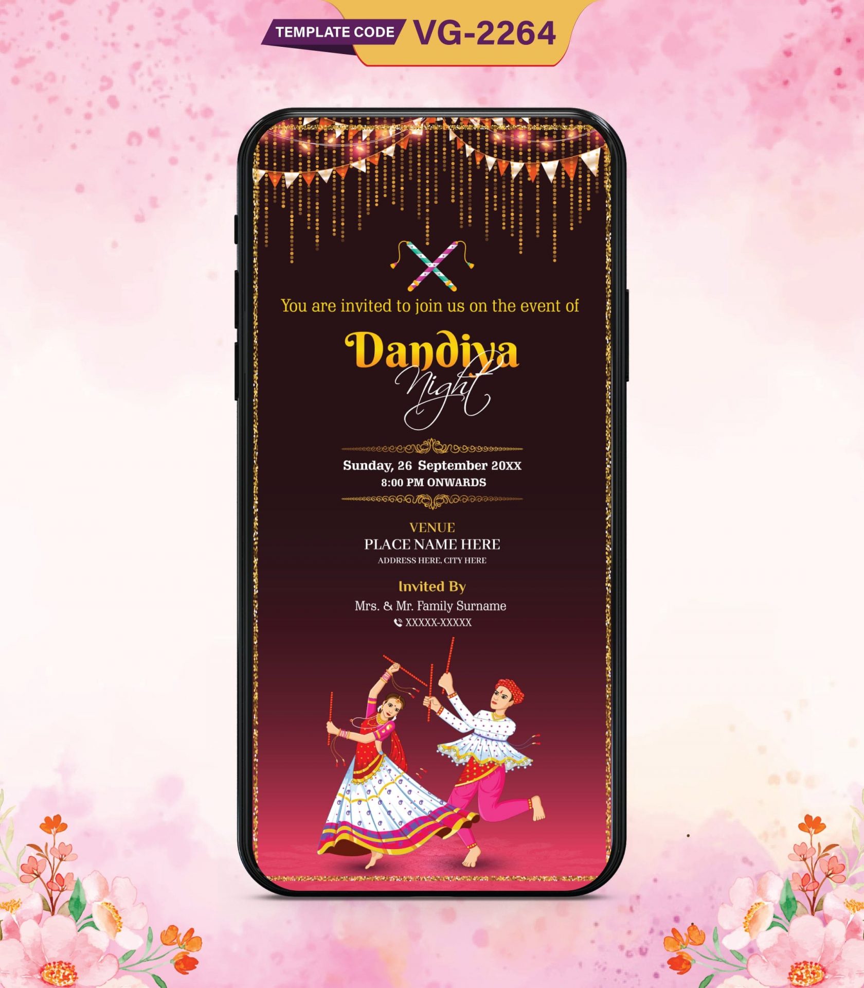 Dandiya Party Invitation Card