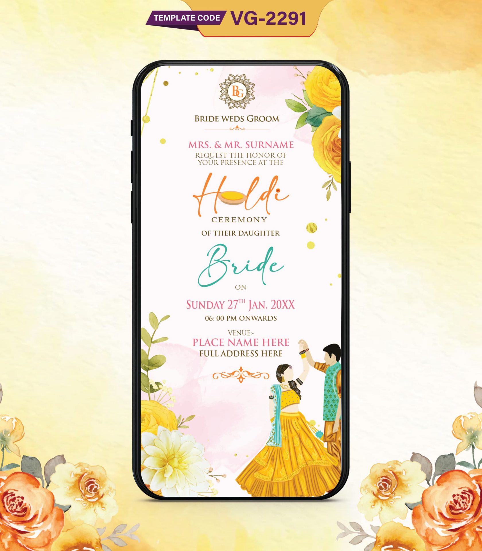 Digital Haldi Ceremony Invitation Card