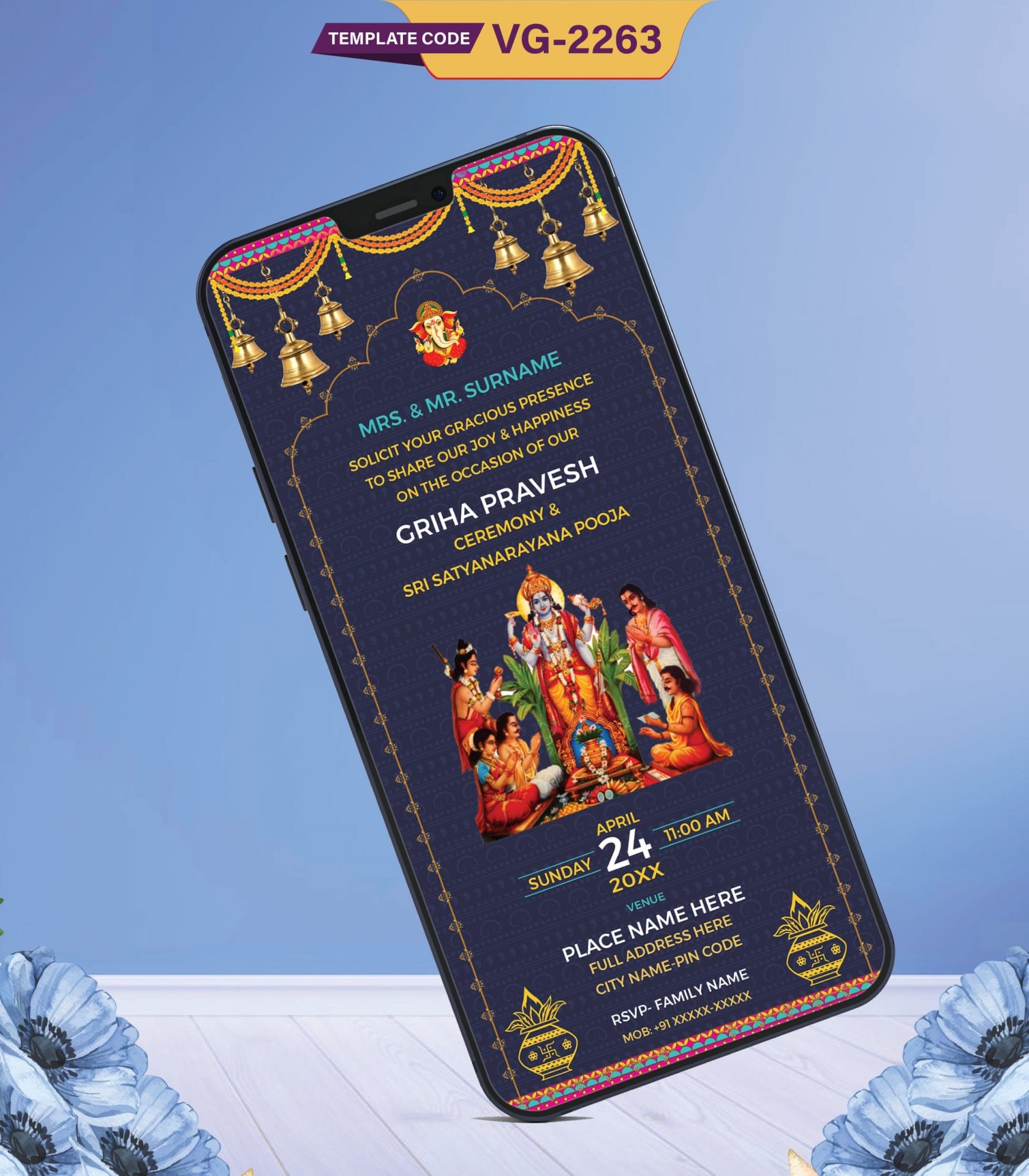 Grihapravesh And Satyanarayan Puja Invitation