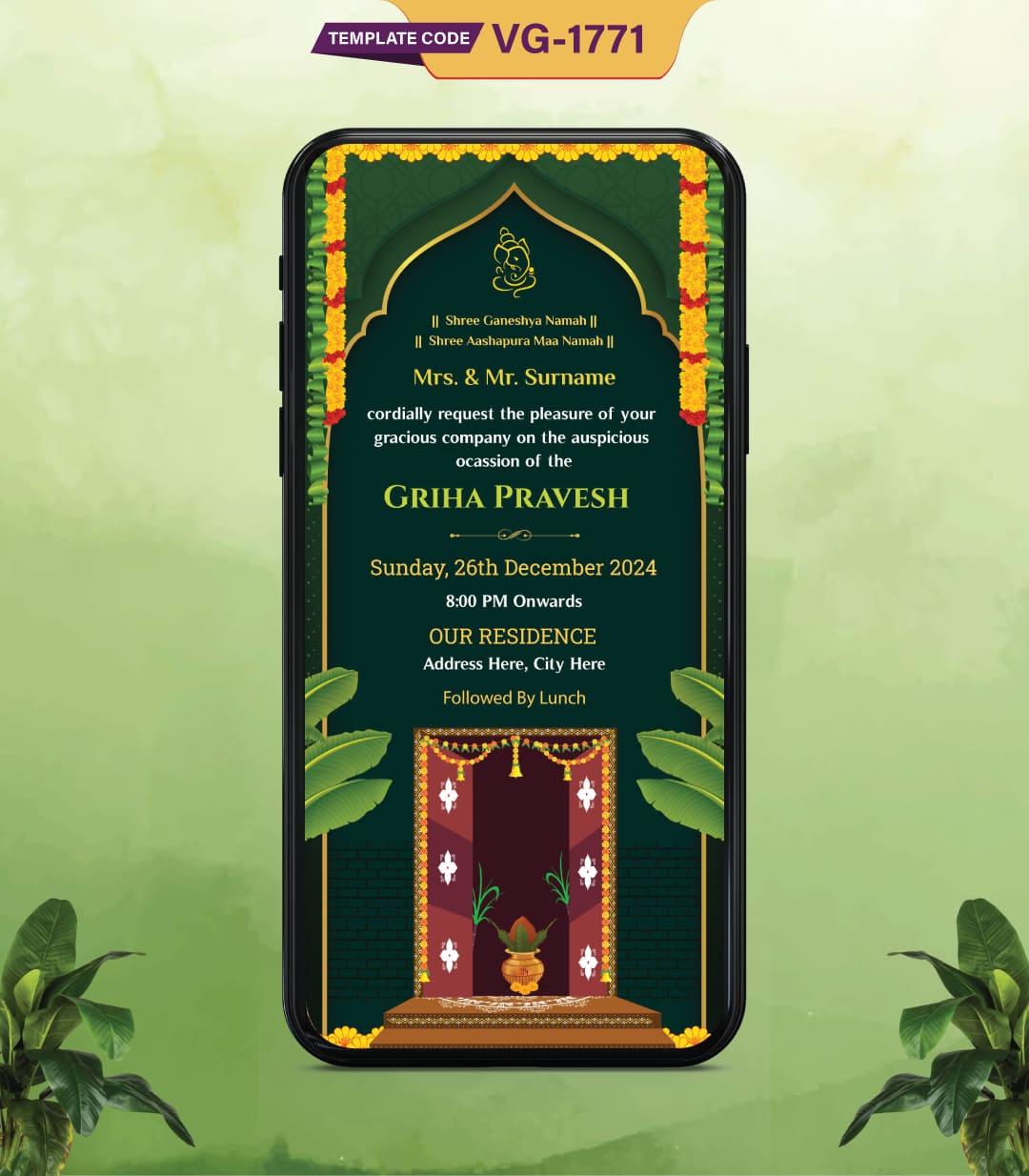 Online Griha Pravesh Invitation Card