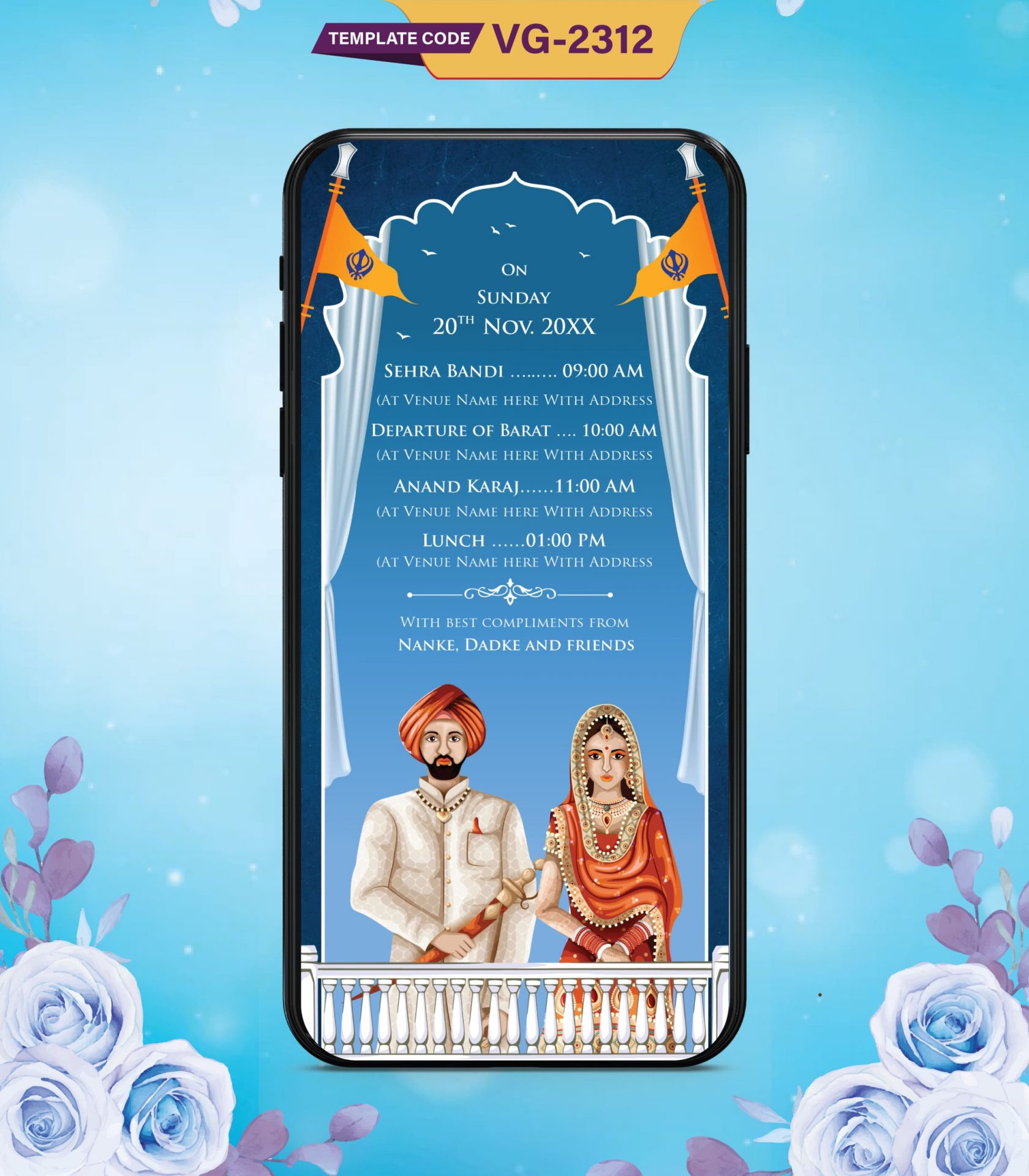 Anand Karaj Punjabi Sikh Wedding Invite