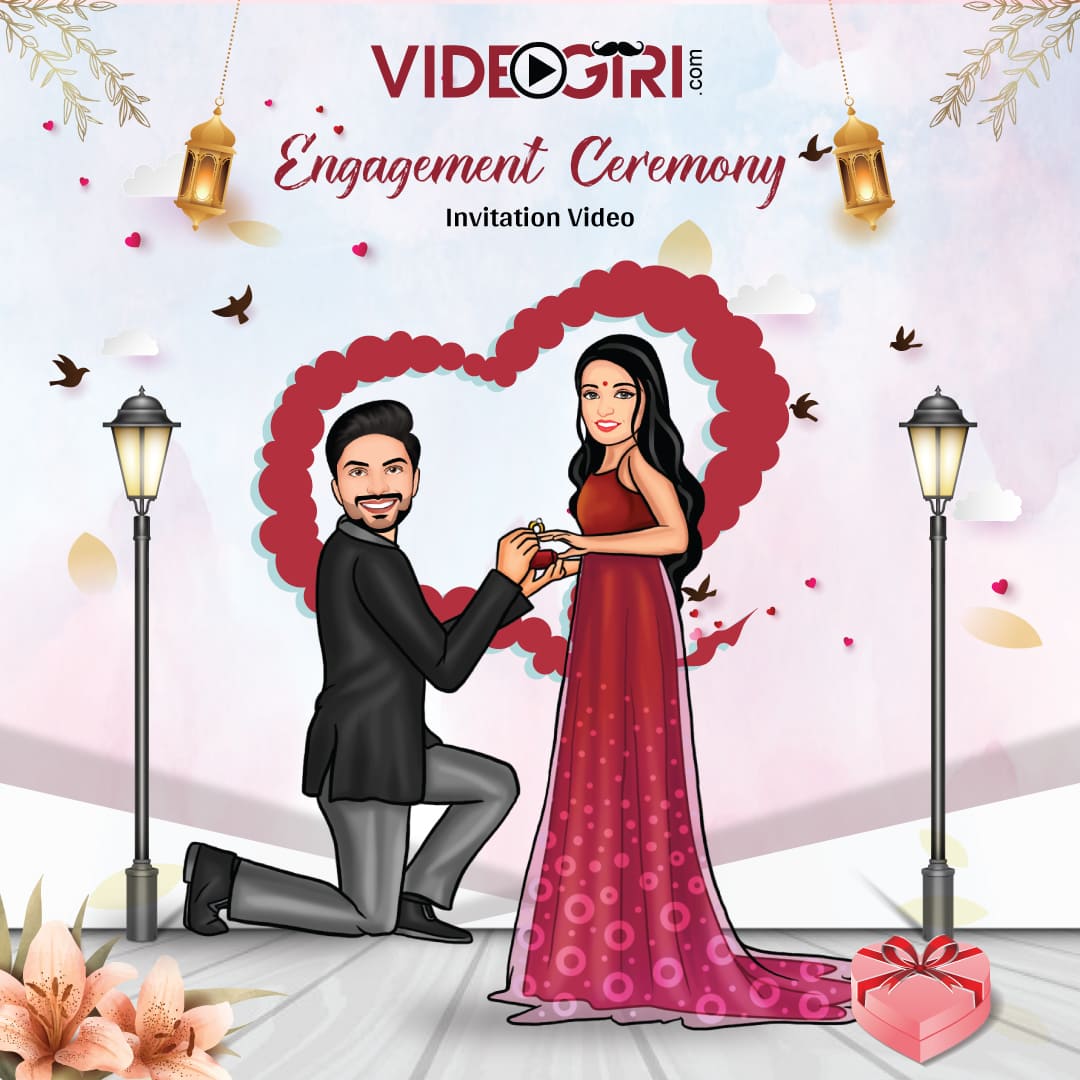 Engagement Ceremony Invitation Video With Caricature