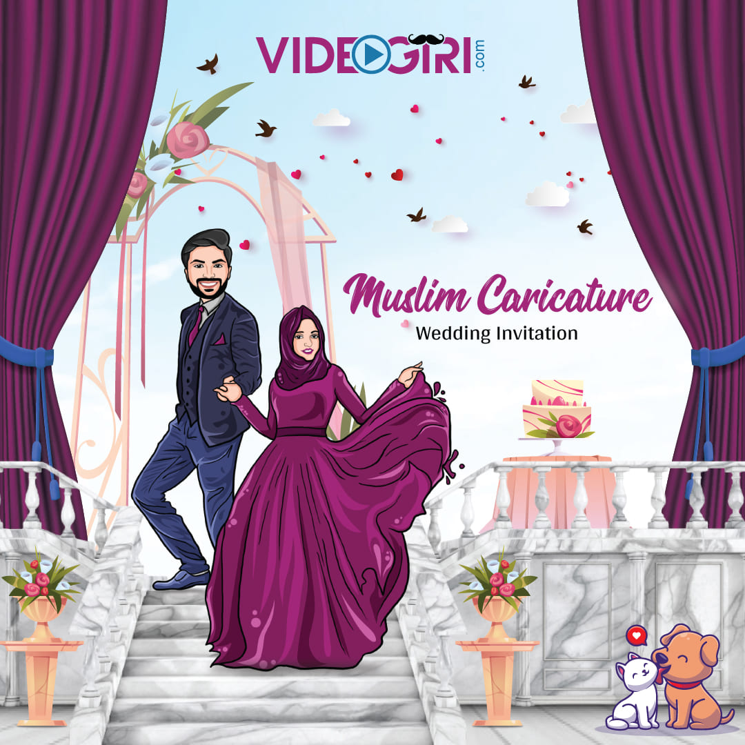 Muslim Caricature Wedding Invitation