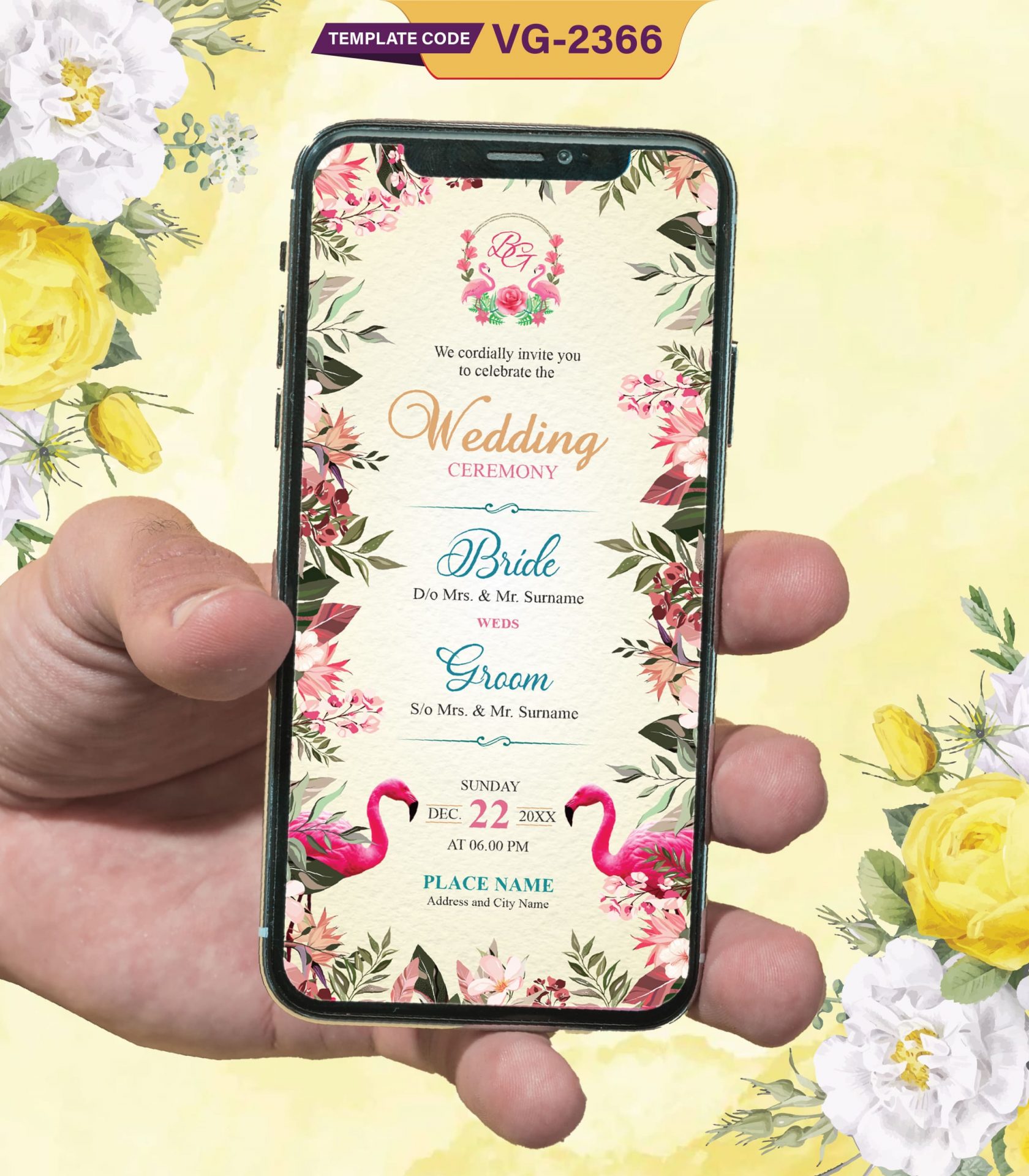 Flamingo Wedding Invitation Online